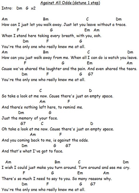 against all odds phil collins lyrics|Against All Odds chords with lyrics by Phil Collins for guitar and.